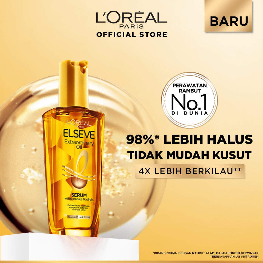 L'Oreal Paris Elseve Extraordinary Oil Gold Hair Treatment Serum 100ml -  Rambut Halus Berkilau dala