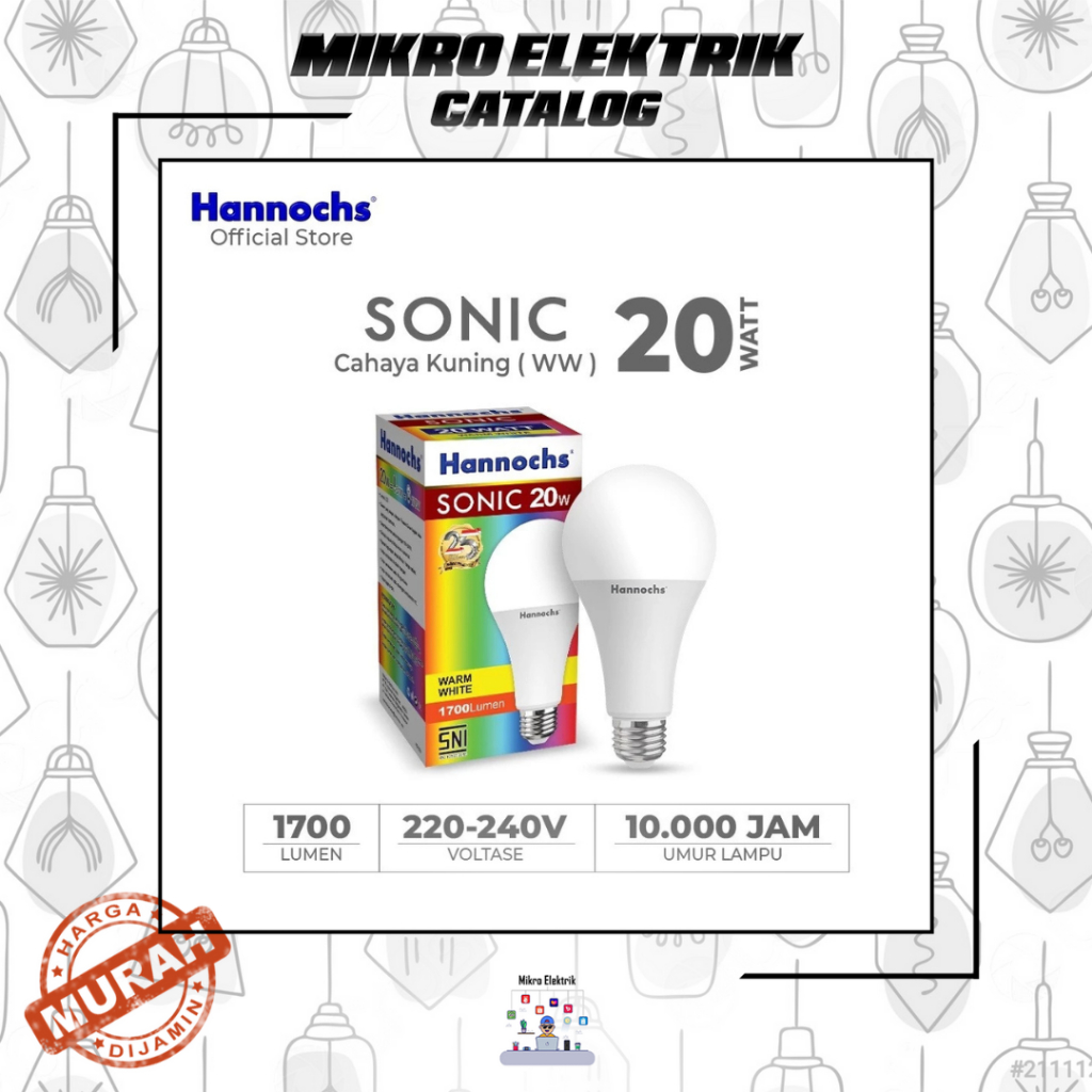 Lampu LED HANNOCHS Sonic 20 Watt Cahaya Kuning