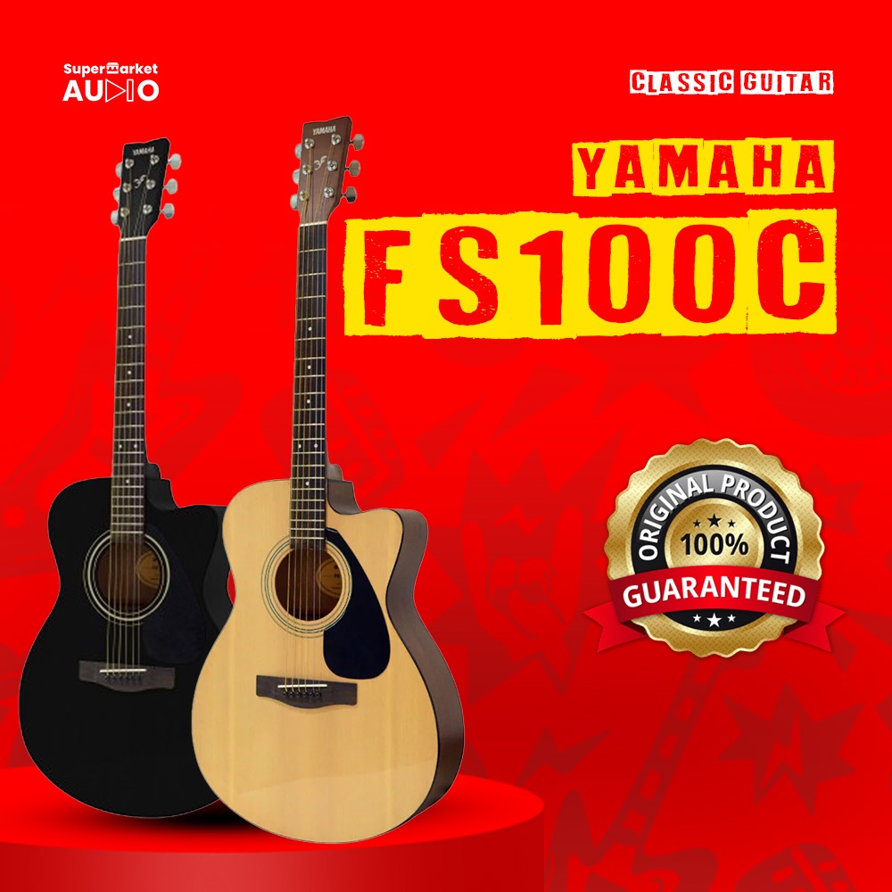 Yamaha FS 100 C / FS100C / FS-100C / Yamaha Gitar Akustik Hitam / Gitar Murah Original