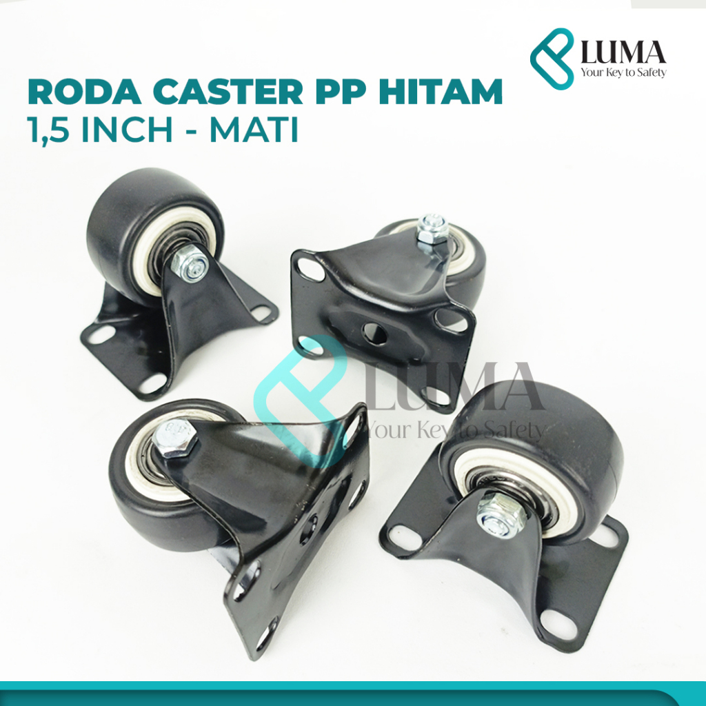 Roda Caster Hitam PP Troli 1,5 Inch (40mm) - MATI