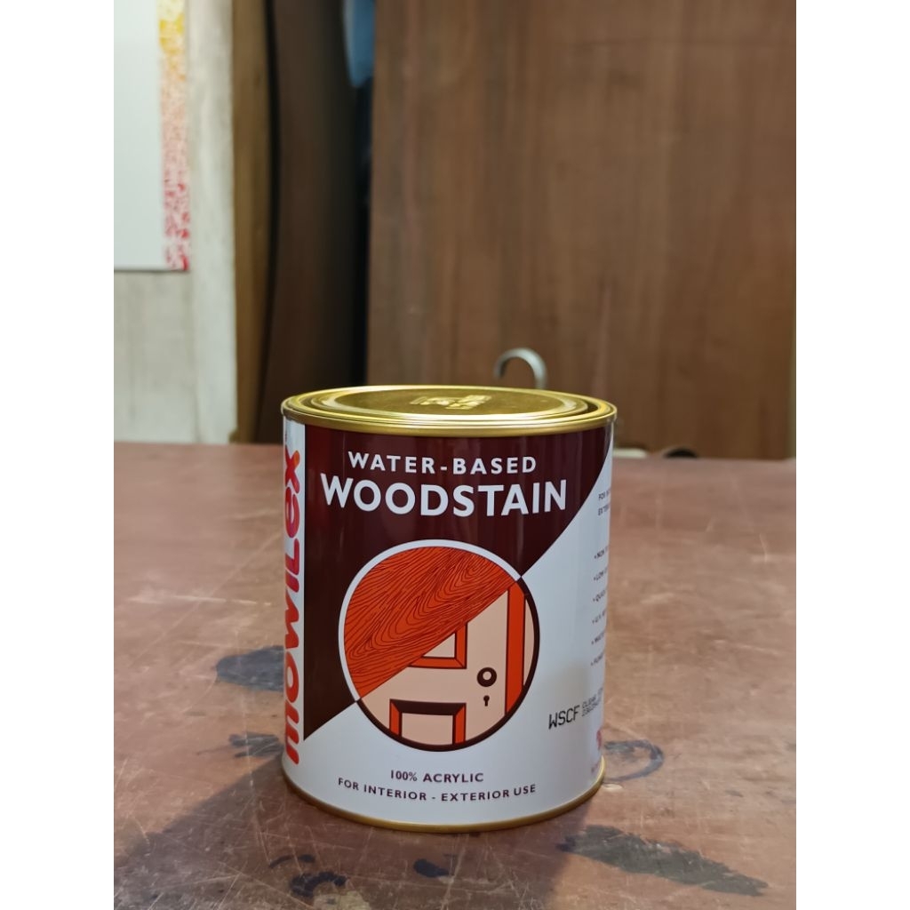 MOWILEX WATERBASED WOODSTAIN / CAT PELAPIS KAYU BERBASIS AIR MOWILEX WARNA NATURAL & PILIHAN LAIN 1L
