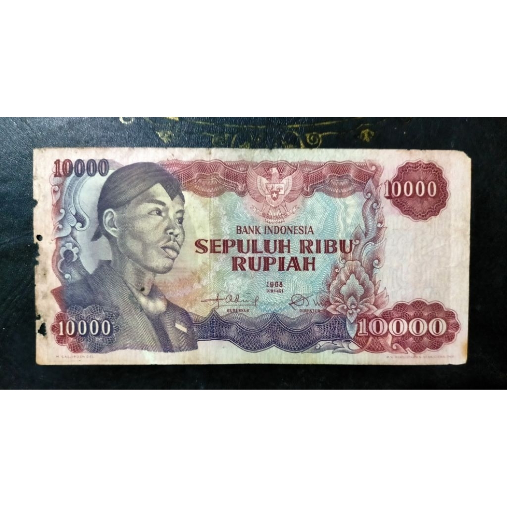 Langka uang 10000 Sudirman 1968 jelek cuil