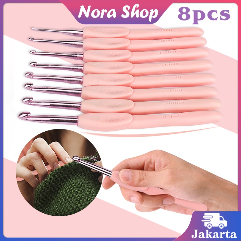 8Pcs/Set Jarum Rajut Hakpen / Alat Rajut Hakpen Alumunium / Set Hakpen Rajut