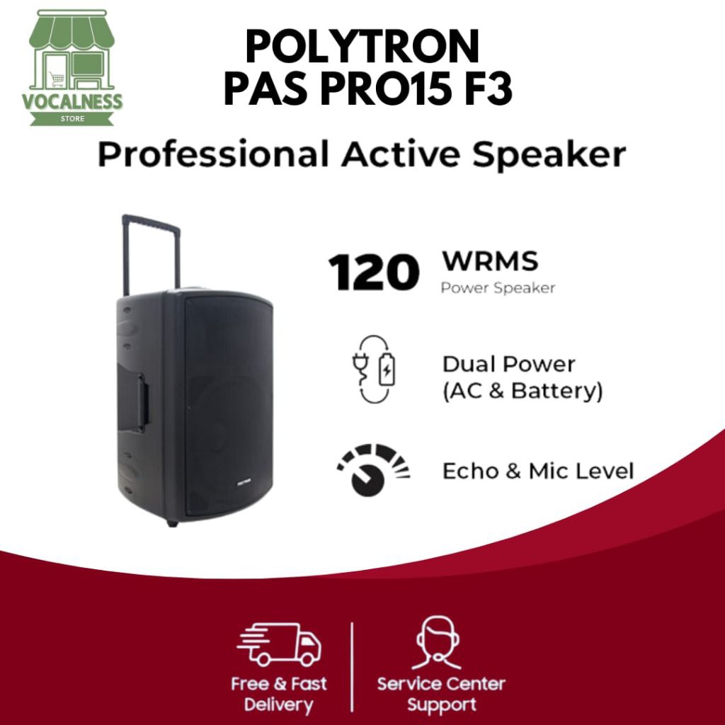 POLYTRON PASPRO 15F3 / 12F3 SPEAKER PORTABLE KARAOKE TROLLEY PASPRO15F3 / PASPRO12F3
