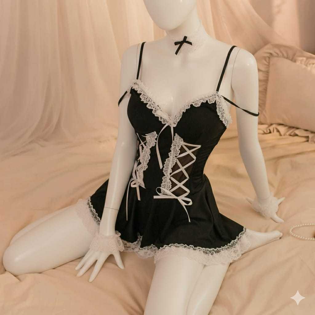 Crystal FEIFEI Sexy Lingerie Cosplay Maid Baju Sexy Kostum Wanita / Costume Maid Baju kostum Wanita 