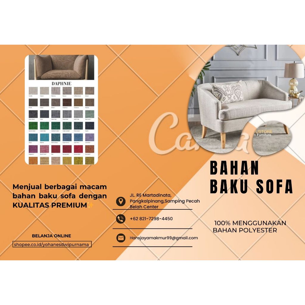 KAIN KANVAS MERK DAPHNIE, KAIN UNTUK SOFA/DIPAN