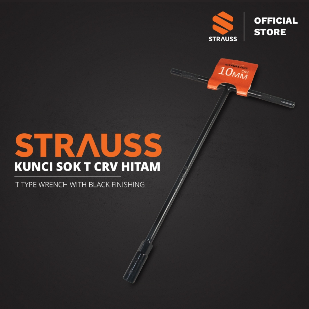 STRAUSS Kunci Sok T CR-V Finishing Hitam / T Type Wrench with Black Finishing 8mm - 17mm
