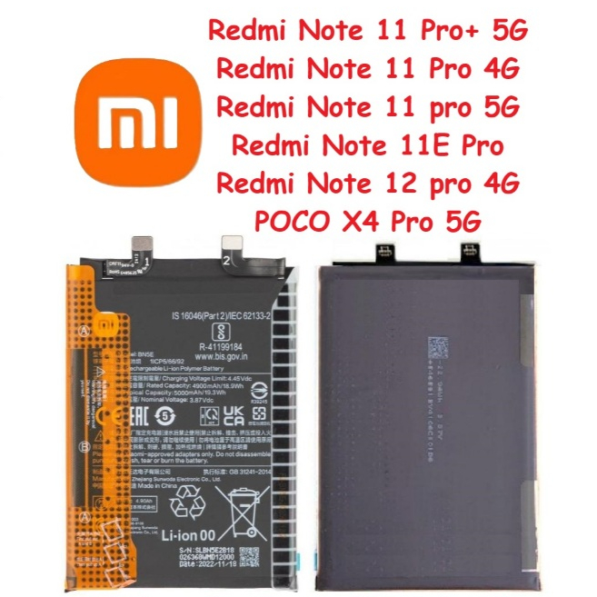 Baterai BN5E Redmi Note 12 pro 4G Batre Redmi Note 11 Pro Battery POCO X4 Pro 5G Veux 5000mAh Origin