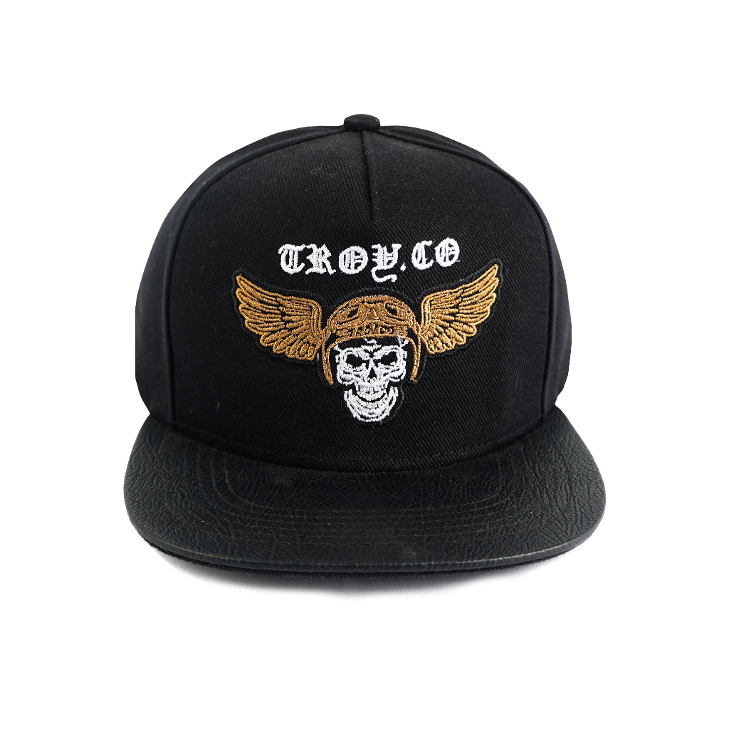 [Free Box] Troy Company Snapback Cap Skull - Topi Hitam Snapback SND 3392