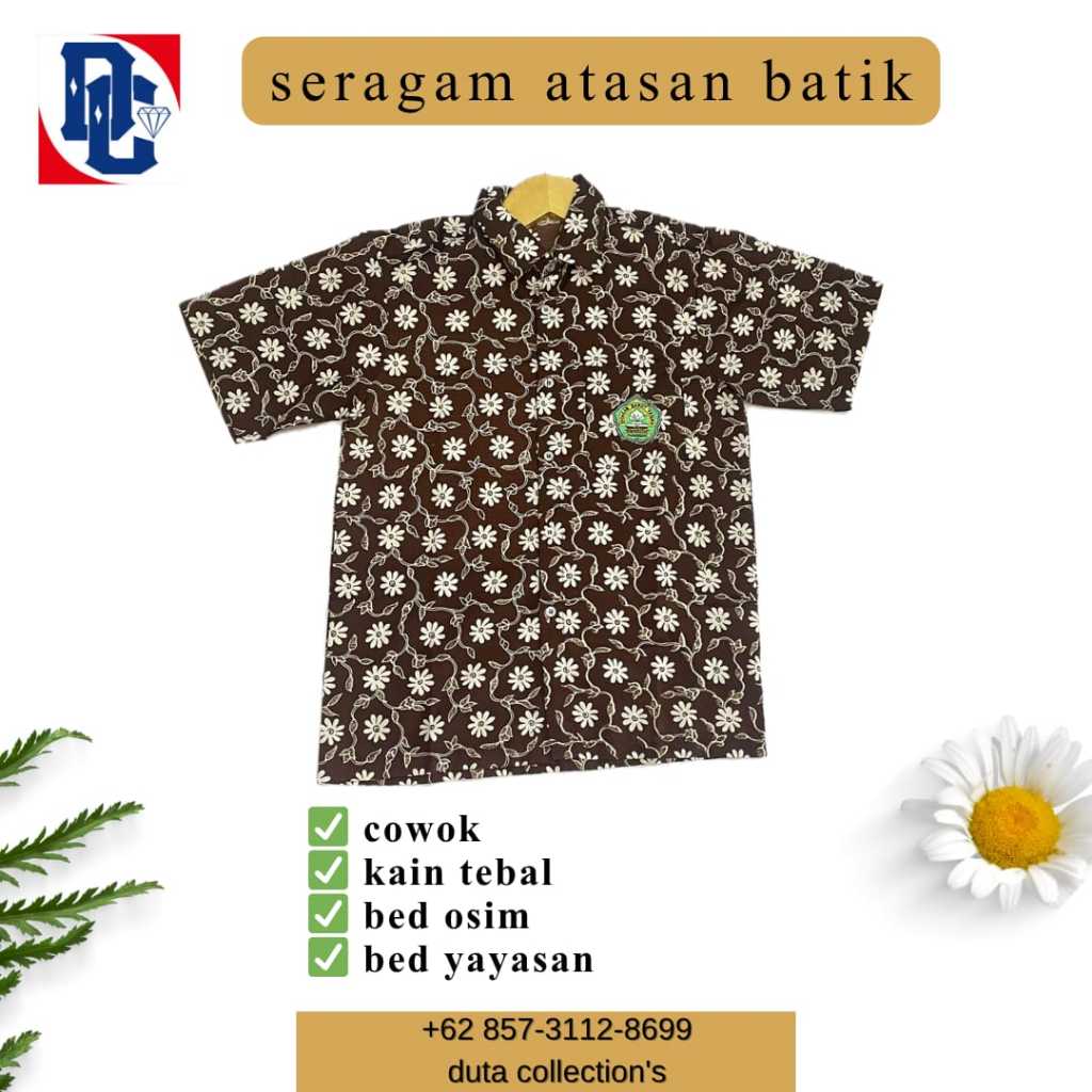 SERAGAM SEKOLAH - ATASAN BATIK LENGAN PENDEK- KAIN TEBAL