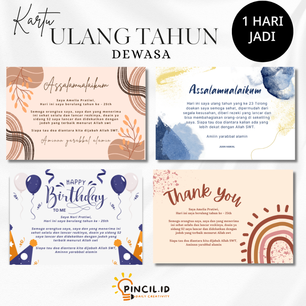 Kartu & Stiker Ulang Tahun Dewasa, kartu ulang tahun, kartu ucapan doa ulangtahun, sticker ulang tah