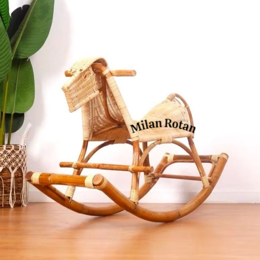 Kursi Mainan Anak Kuda Kudaan Rotan | Mainan Anak jungkat jungkit  Rotan Alami