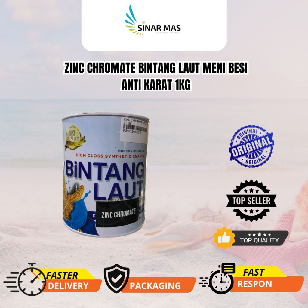 Zinc Chromate BINTANG LAUT meni besi anti karat 1kg /Best Seller! Meni Besi Bintang Laut 1 Kg – Anti