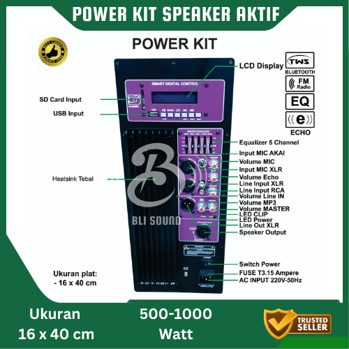 MESIN KIT POWER SPEAKER AKTIF 10 IN - 15 INCH USB BLUETOOTH ECHO 500-1000 WATT RECORD EQUALIZER ECHO