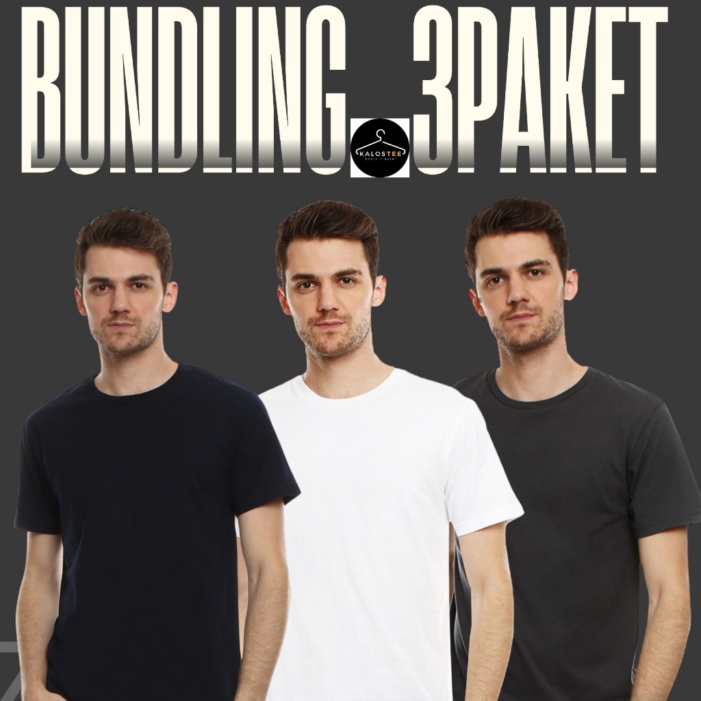 FLASH SALE Kalostee T-Shirt Bundling Paket 3PCS Kaos Bahan Cotton 28s Kaos Polos (Pria & Wanita) Pre