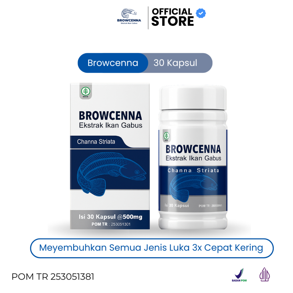 Supplemen Ikan Gabus Asli – Herbal Albumin untuk Pasca Operasi Browcenna 30 Kapsul
