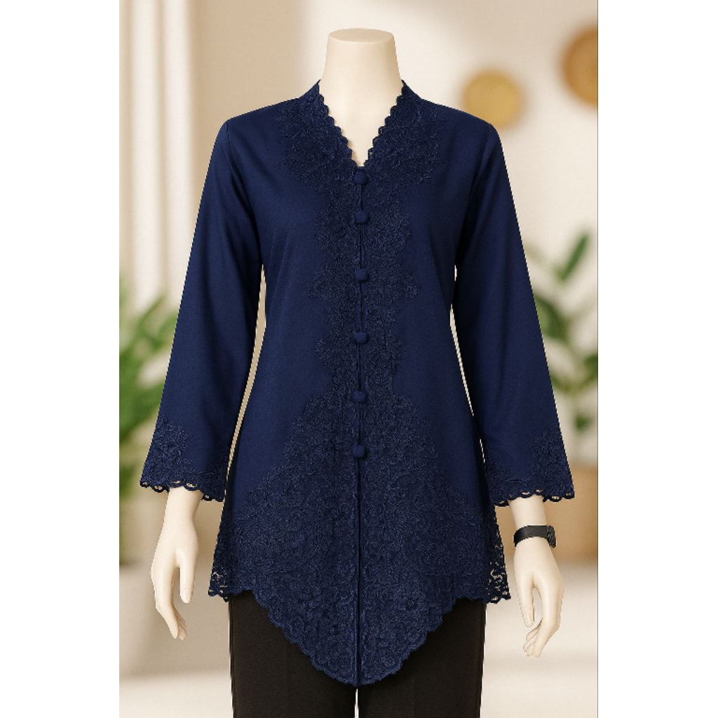 Kebaya Encim Sunda Bordir Tangan Panjang Putih