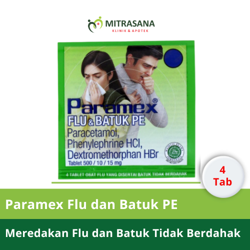 Paramex Flu & Batuk Pe Strip 4 Tablet Untuk Flu Dan Batuk Kering