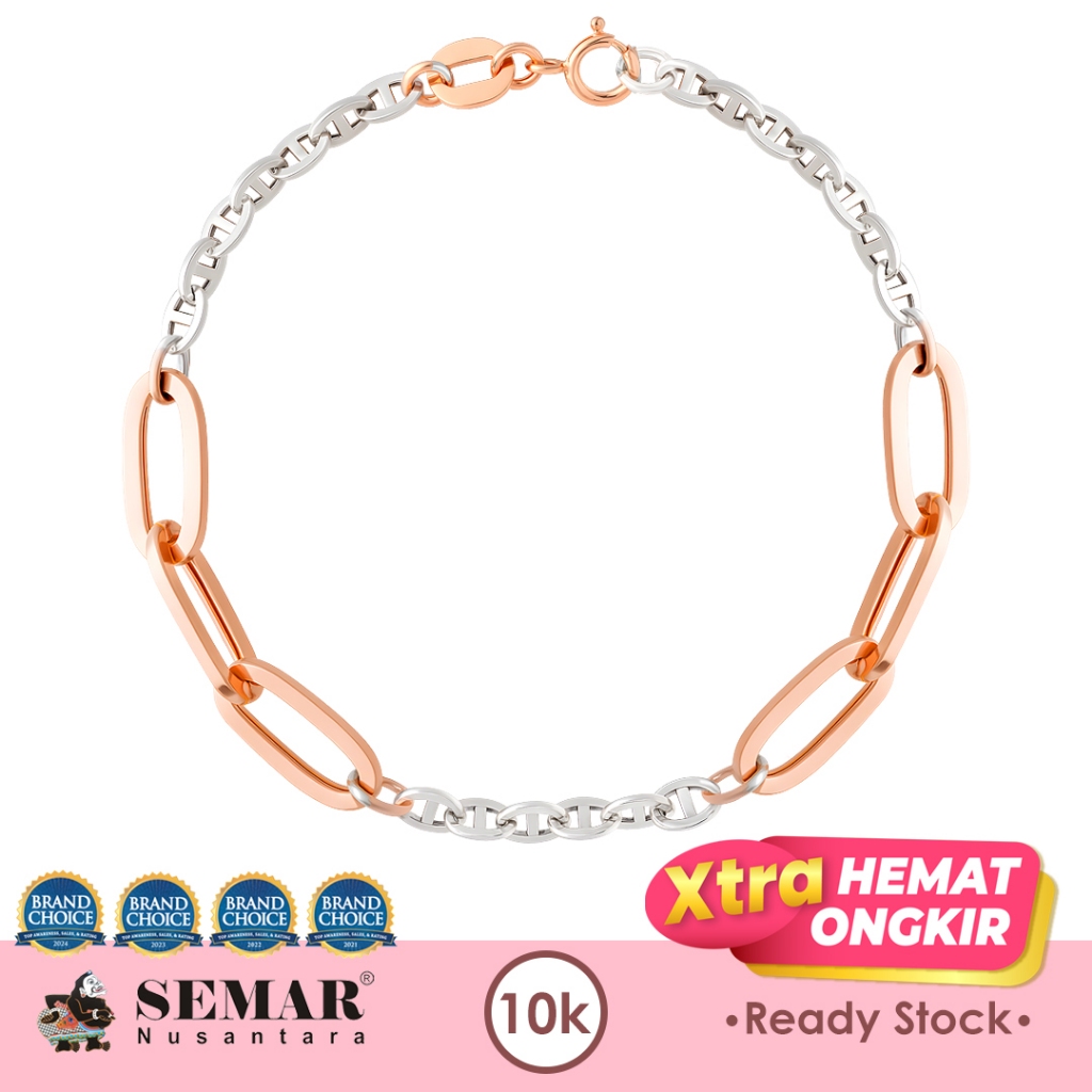 Gelang Emas Alifia Rose White Gold 10K Semar Nusantara