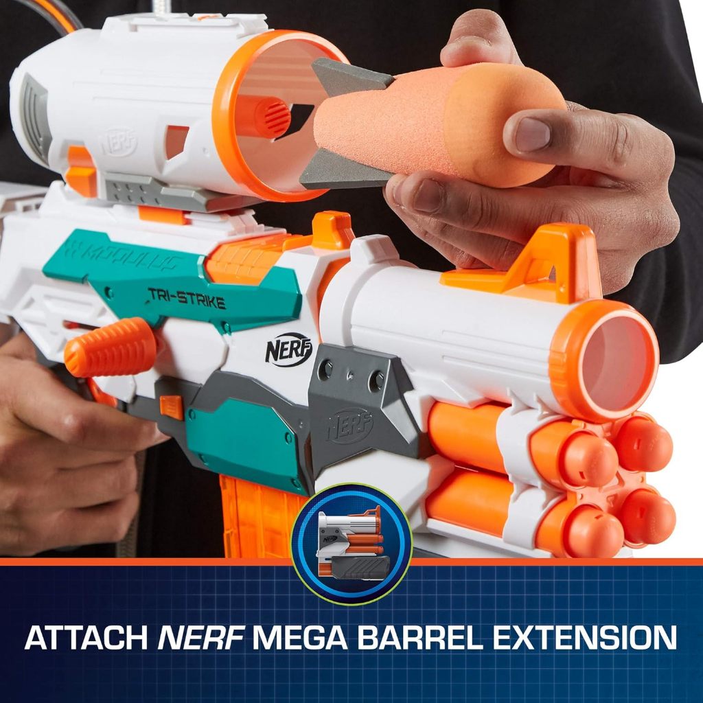 Nerf Modulus Tri-Strike Blaster, Mega Barrel, Rocket Launcher