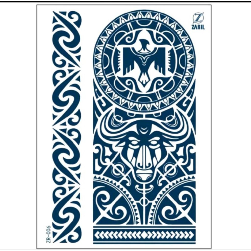 [ SEMI PERMANEN ] COD Tatto temporer ZR-006 BANTENG TRIBAL size 21x15 stiker tatto temporary bisa bu