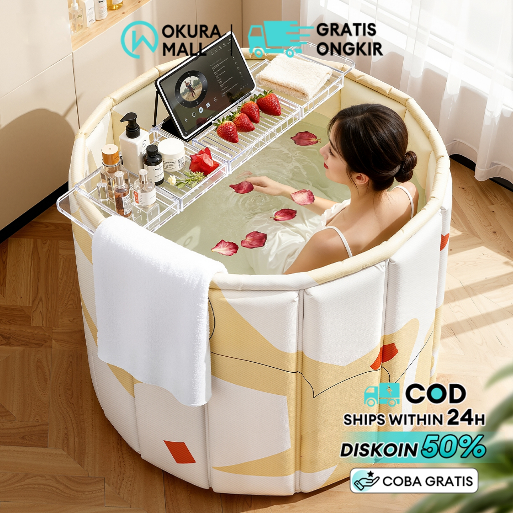 Bak Mandi Lipat Folding Bathtub Portable Bathtub Lipat Bak Mandi Anak dan Dewasa Air Hangat