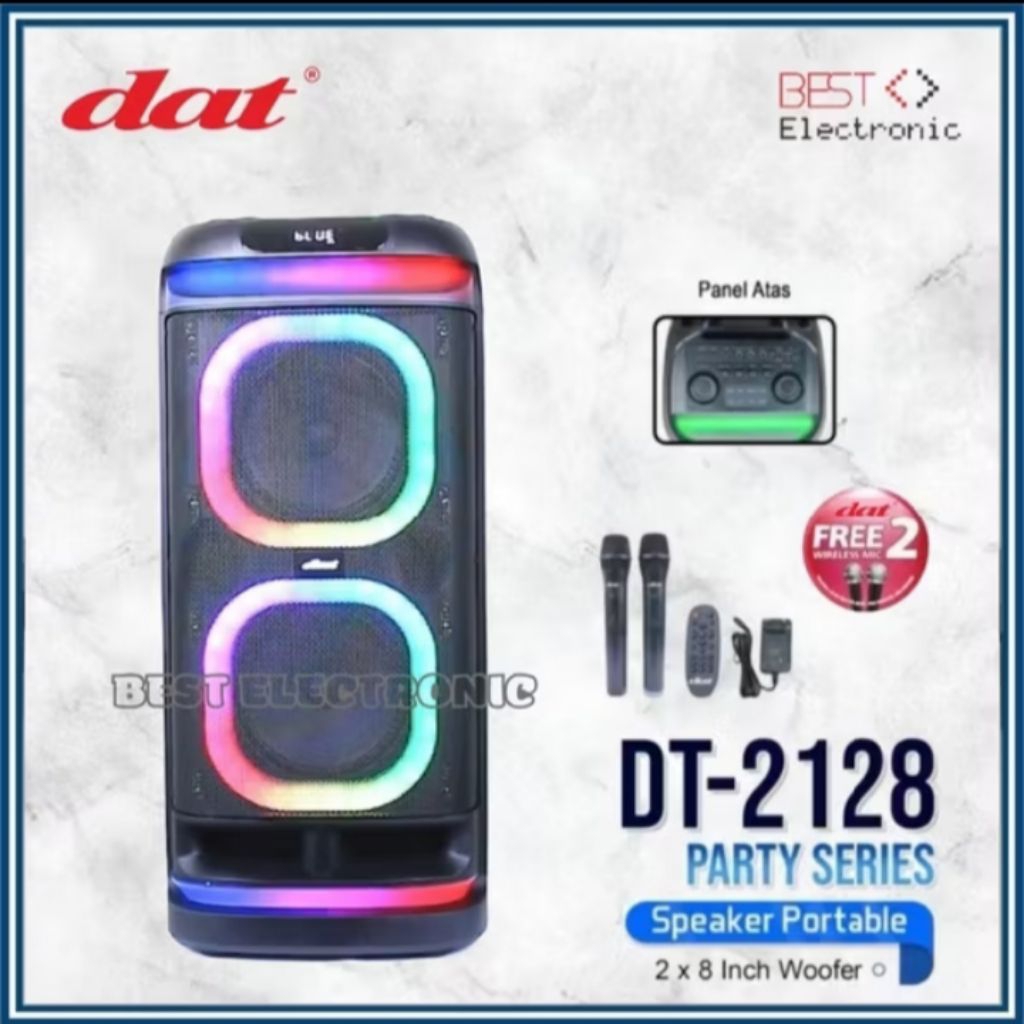 SPEAKER AKTIF PORTABLE DUO 8 INCH DAT DT 2128 PARTY DT2128 DT-2128 BLUETOOTH