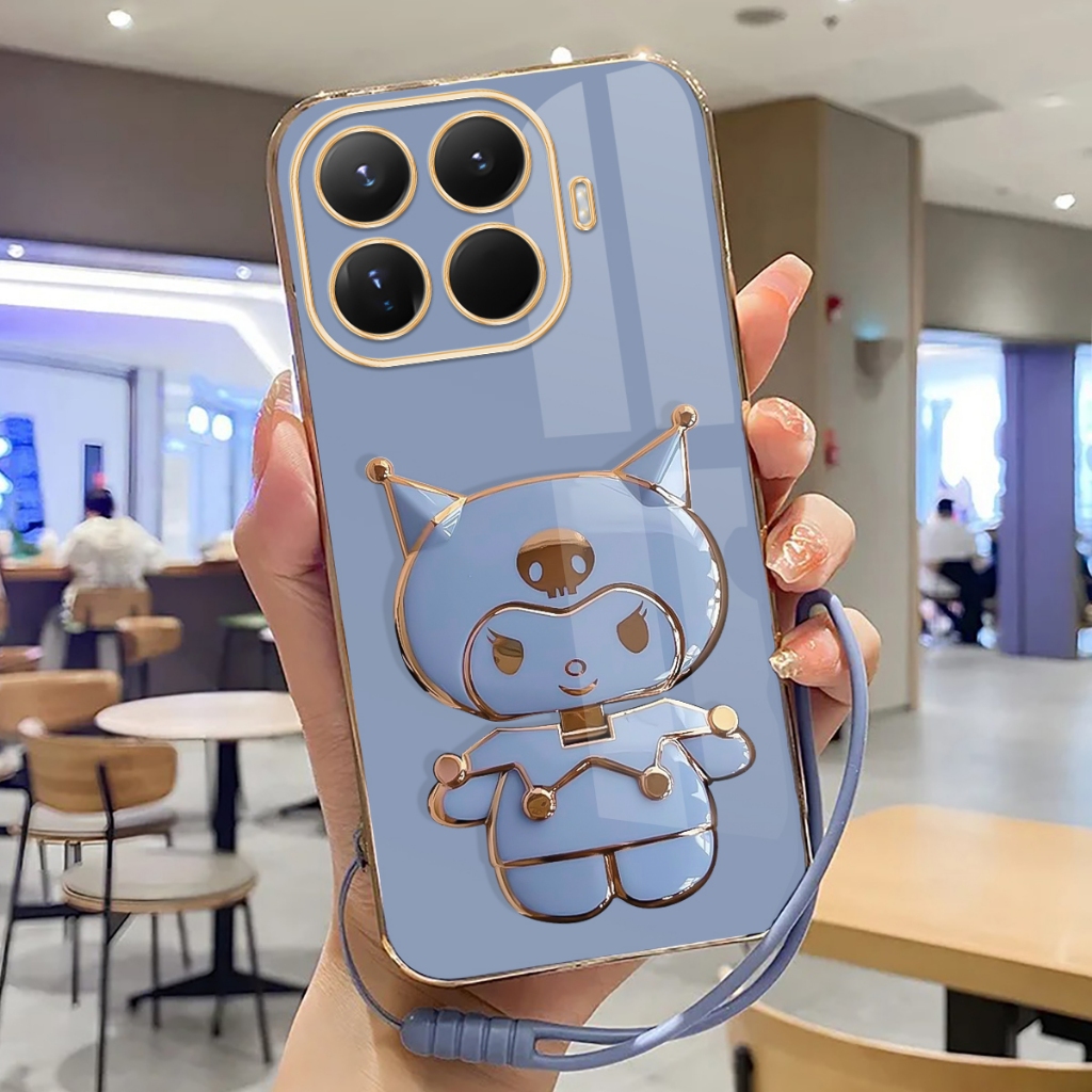 Softcase Xiaomi 15T Pro Case Mirror Stand Kuromi Casing Plating Terbaru