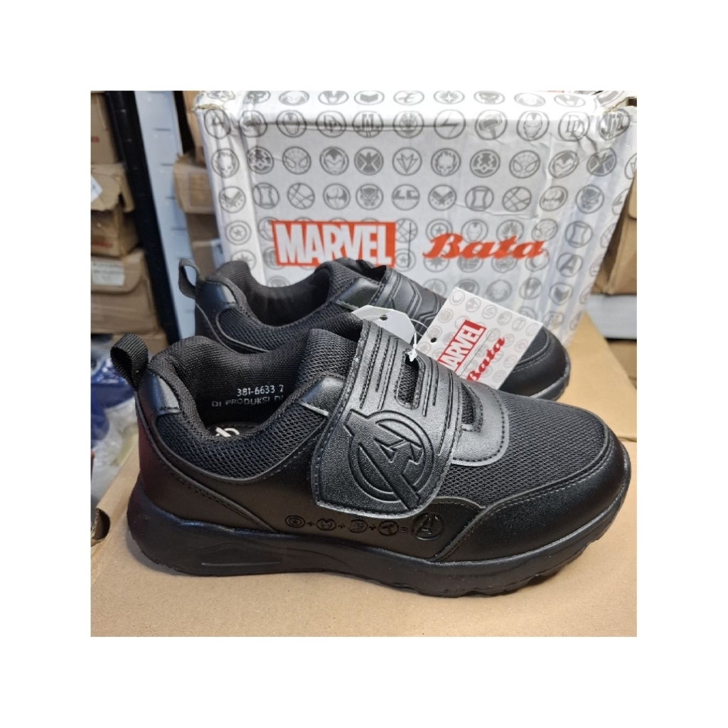 BATA Marvel B First Sepatu Sekolah Anak Full Hitam
