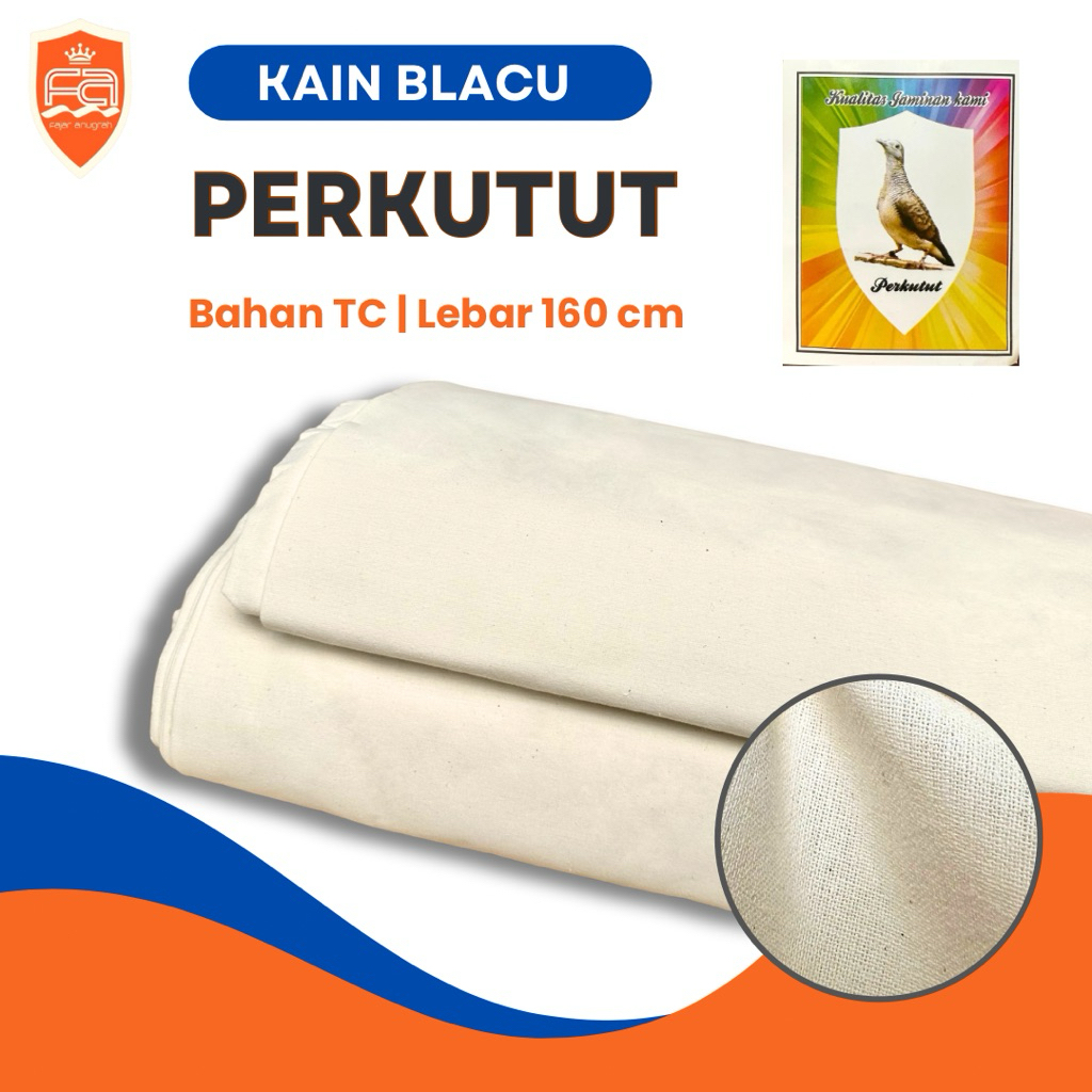 (50 Meter) Kain Blacu cap PERKUTUT Lebar 160 cm (Blaco / Belacu / Belaco / Greige) | Bahan Totebag, 