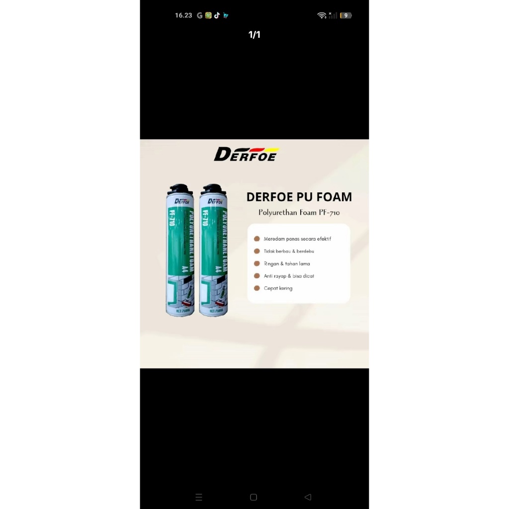 Derfoe PU FOAM PF710/ Spray busa peredam suara/ peredam panas/ Polyurethane foam