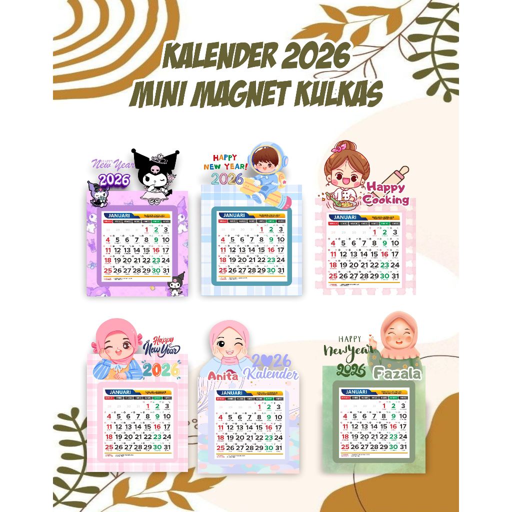 KALENDER 2026 MAGNET KALENDER MINI MAGNET KULKAS