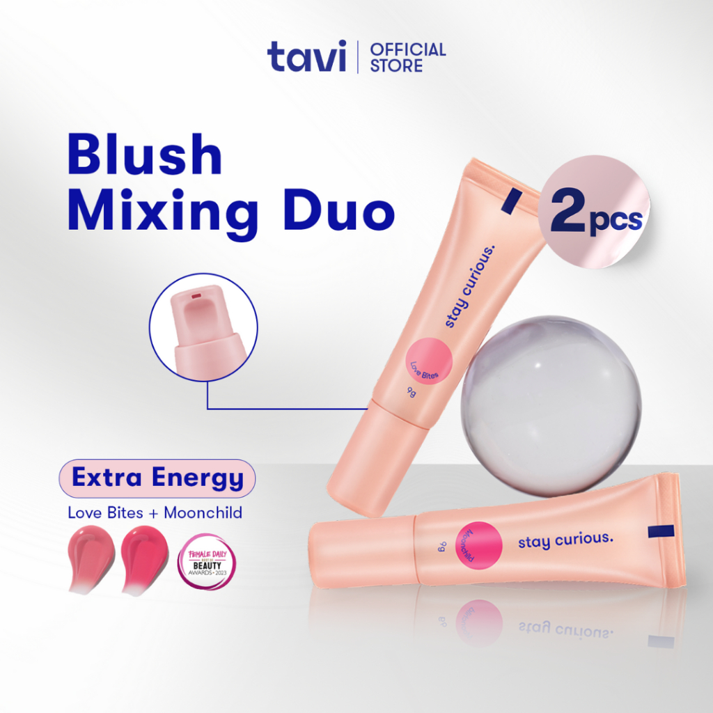 TAVI Blush Mixing Duo - Tavi Face Tint Blush On 2 Pcs - Blush Blindness Make Up Pink Cream - Tahan L