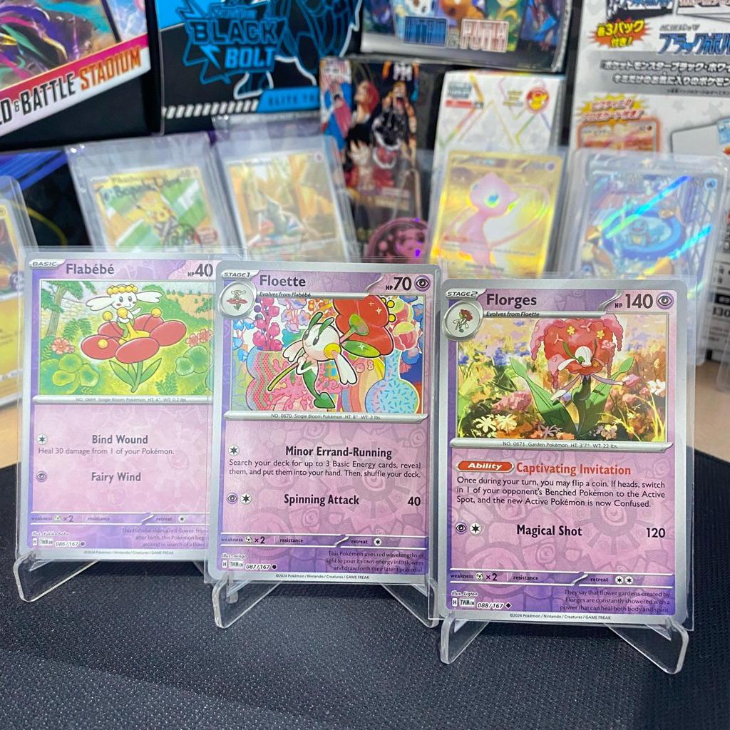 Set Evoline Flabebe • Floette • Florges 086/087/089/167 Reverse Holo TCG (TWM) Pokemon Twilight Masq