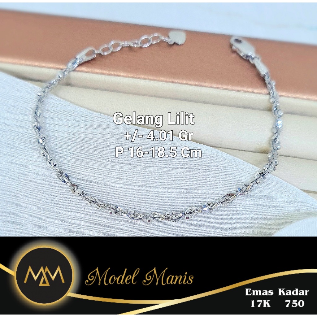 Model Manis Gold - Gelang Jedar Lilit Putih - Emas 17k 750