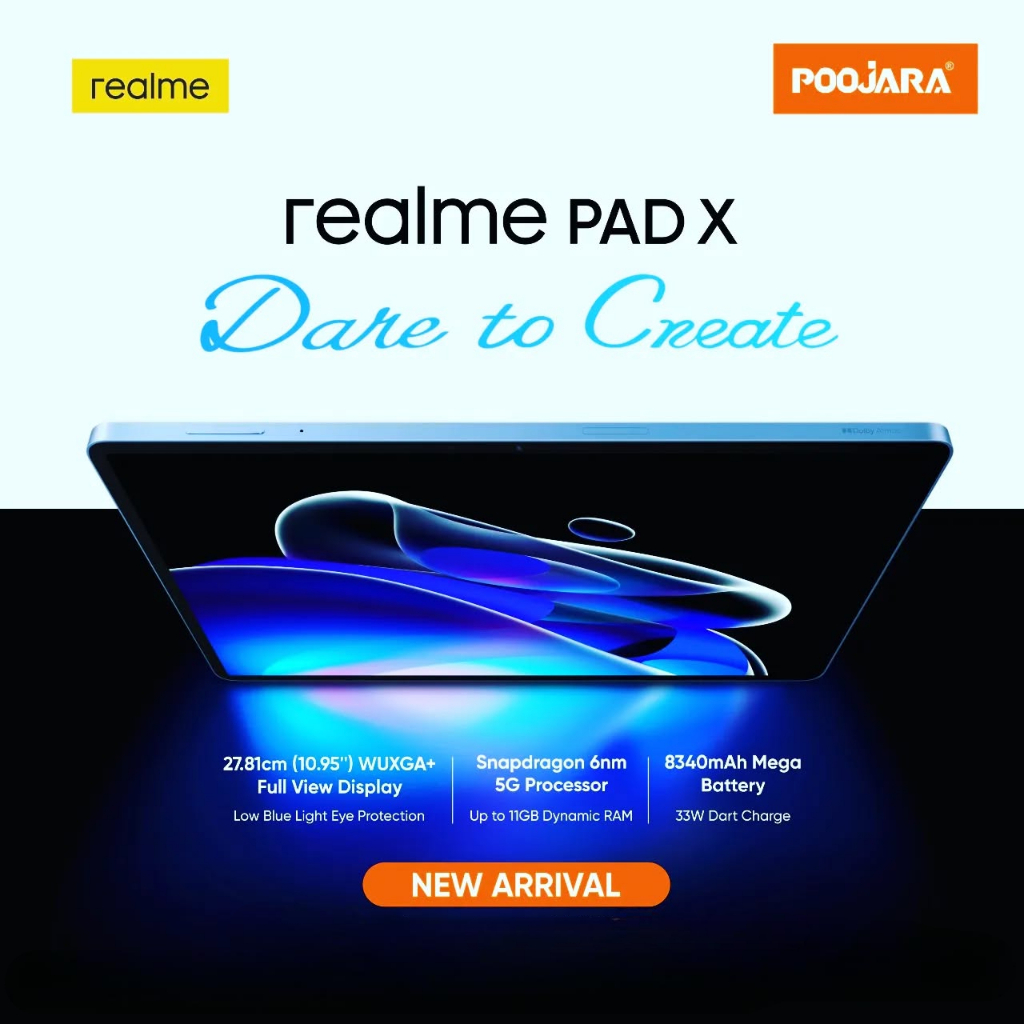 realme PAD X 16/512GB – 4G/WiFi – Bonus Keyboard + Casing + S Pen