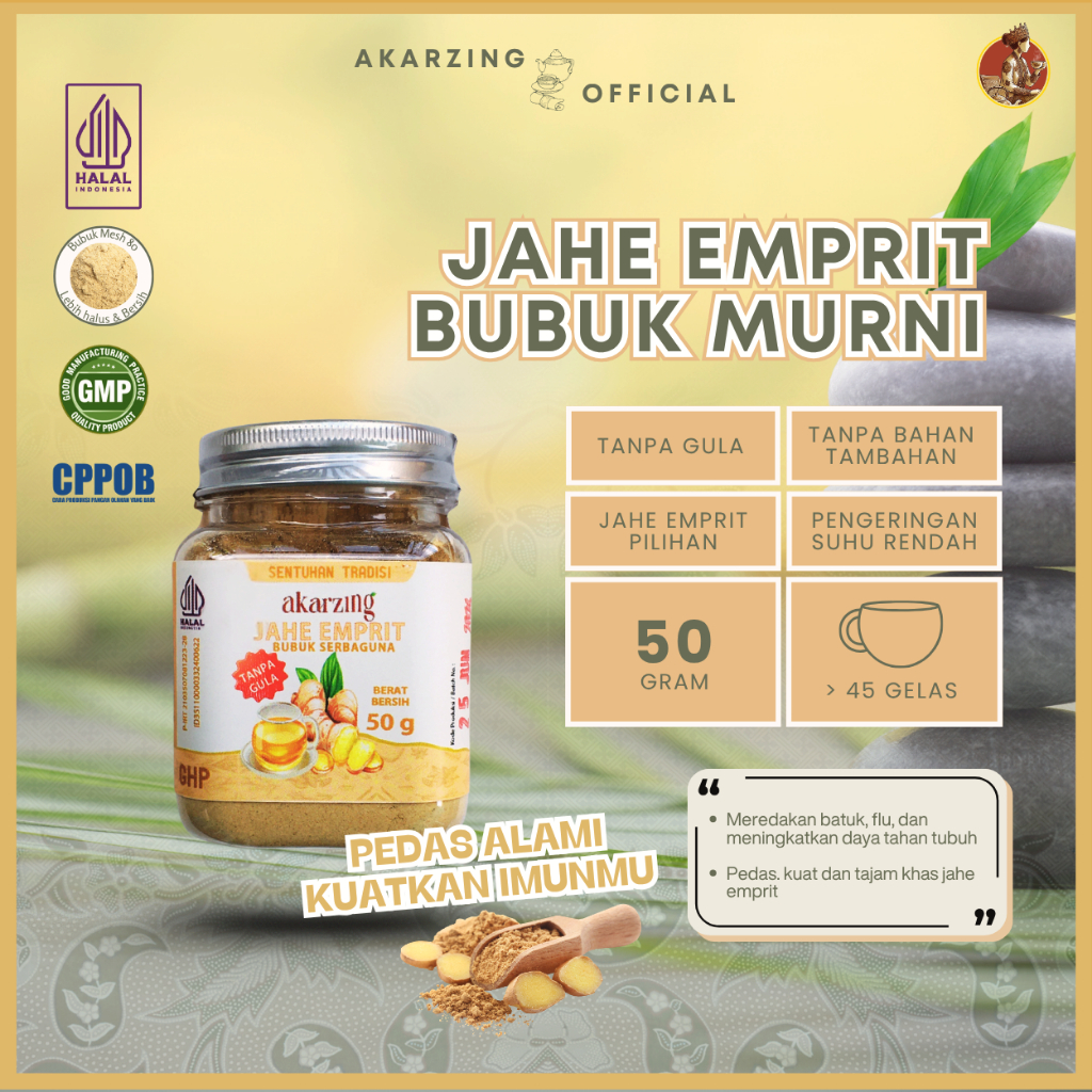 Akarzing Jahe Emprit Bubuk Murni Tanpa Gula