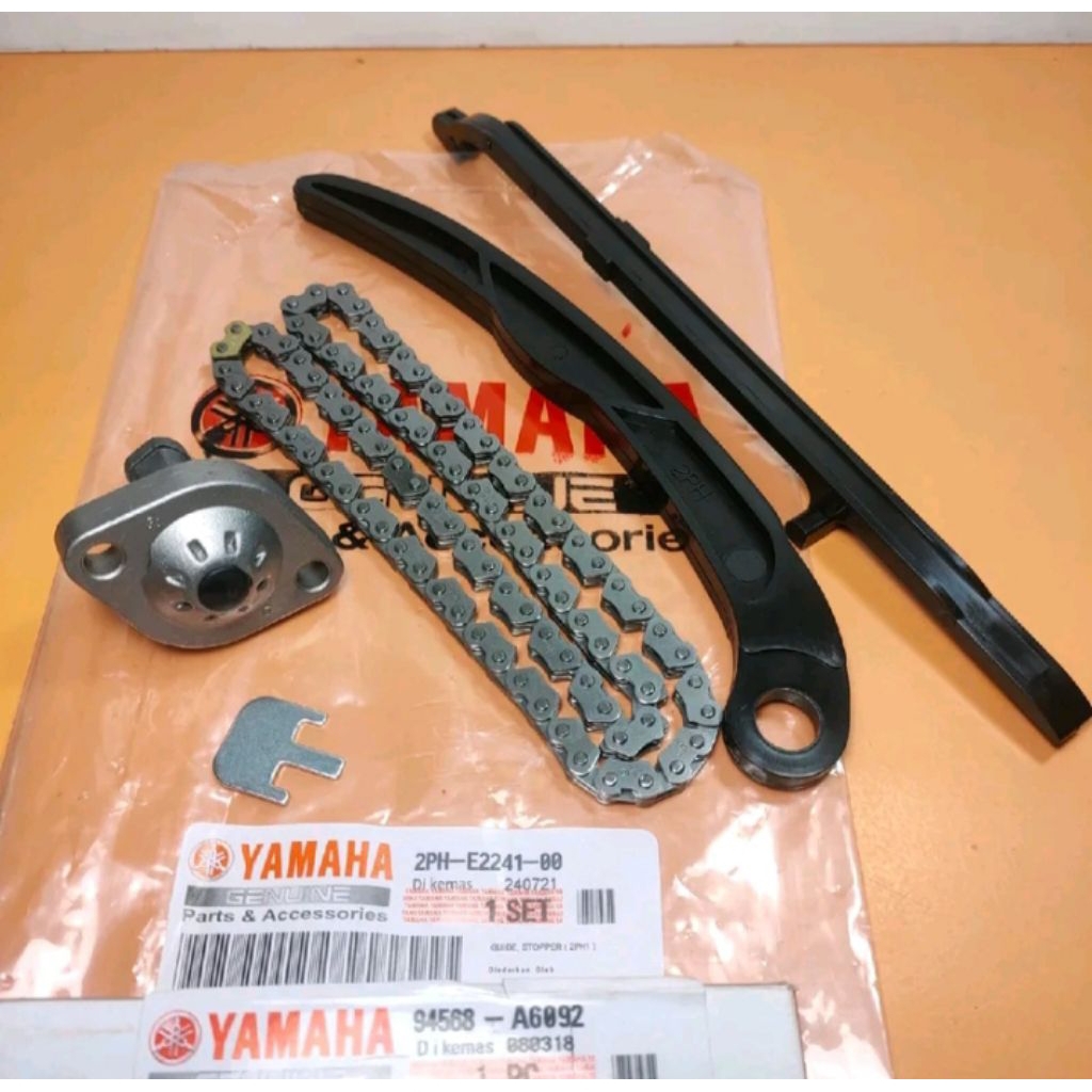 Paket rantai keteng+lidah
tensioner+tonjokan keteng Mio M3 Mio s Mio GT 125 Fino 125 X-Ride 125