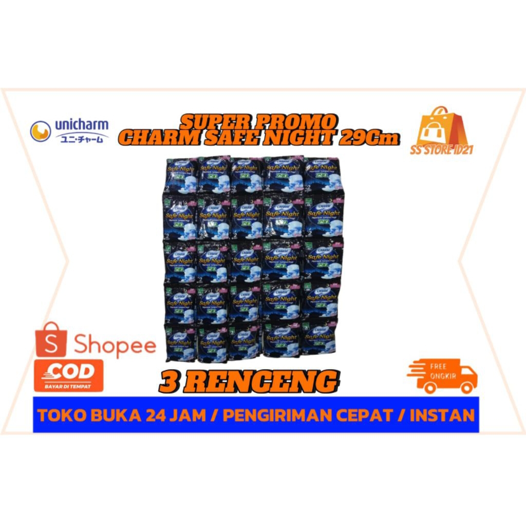 Charm safe night 29 cm Sachet  3 Renceng