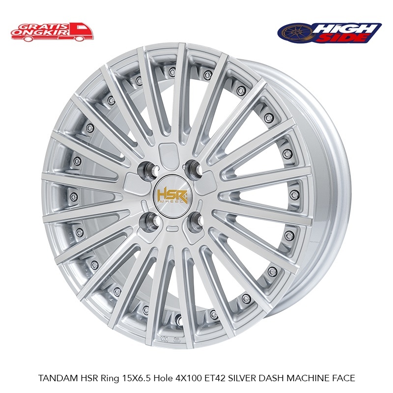 Velg Mobil HSR Tandam R15 Silver Untuk Brio Vios Yaris