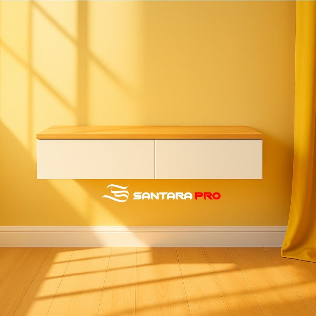 meja nakas minimalis serat kayu gantung, nakas dinding modern, meja samping tempat tidur gantung, me