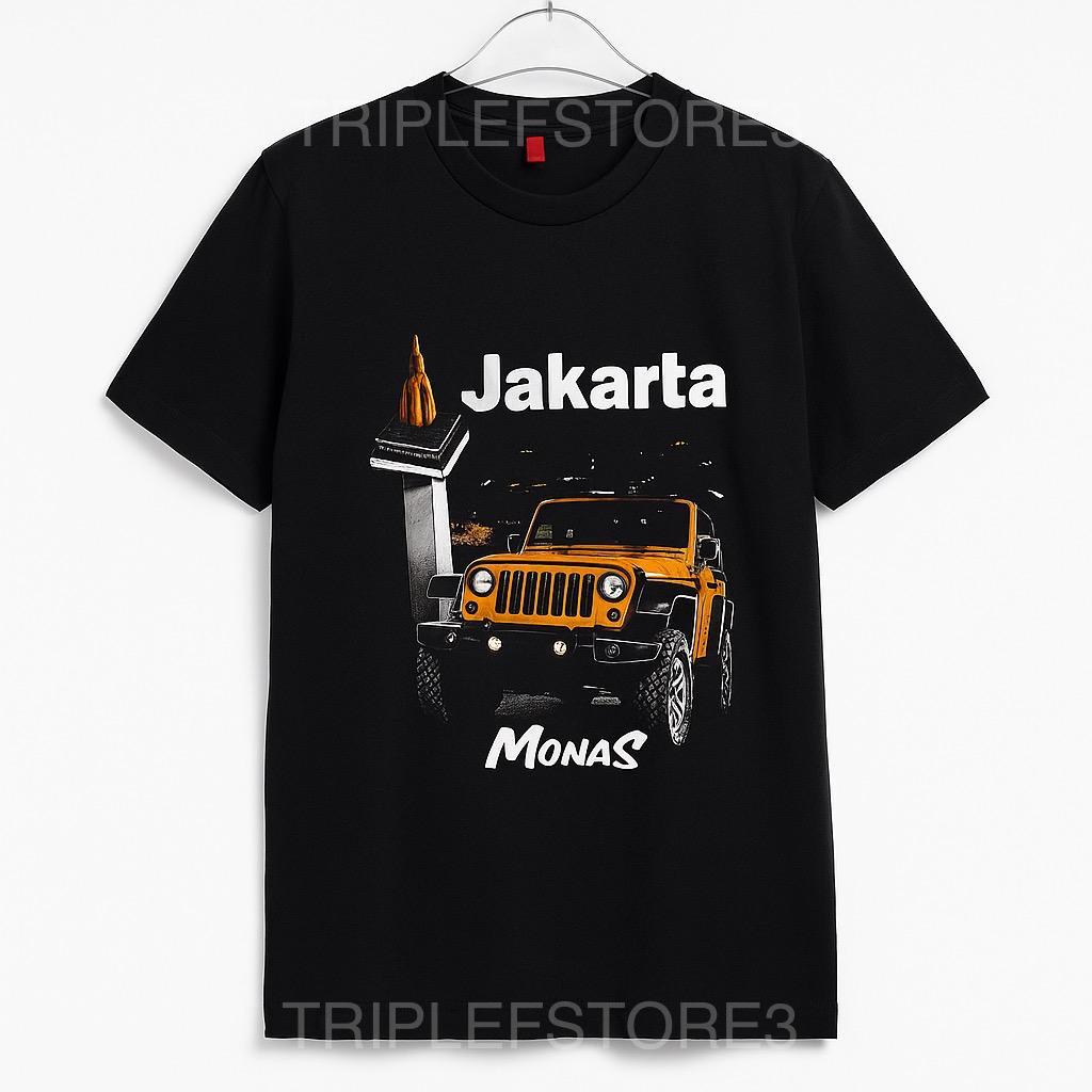 Kaos distro dewasa motif jakarta kaos souvenir jakarta oleh-oleh khas jakarta baju pria kaos laki-la