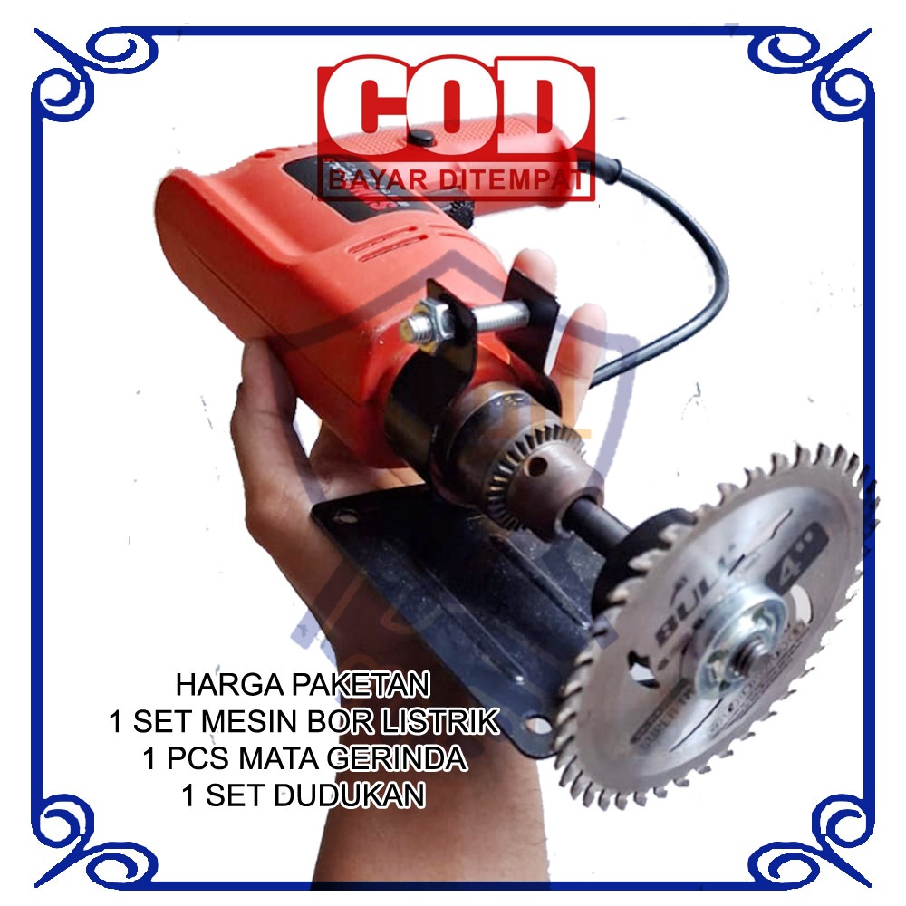Dudukan Bor Jadi Gerinda Set Mata Gerinda Gergaji Bulat Serkel Circular Saw Blade 4" Pemotong Kayu