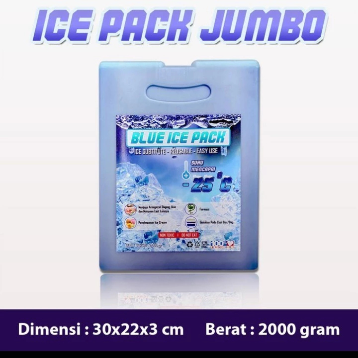ICE PACK BESAR JUMBO 30 × 22 × 3 CM BLUE ES GEL PACK Biru Beku / Icepack Kotak Besar JERIGEN JUMBO /