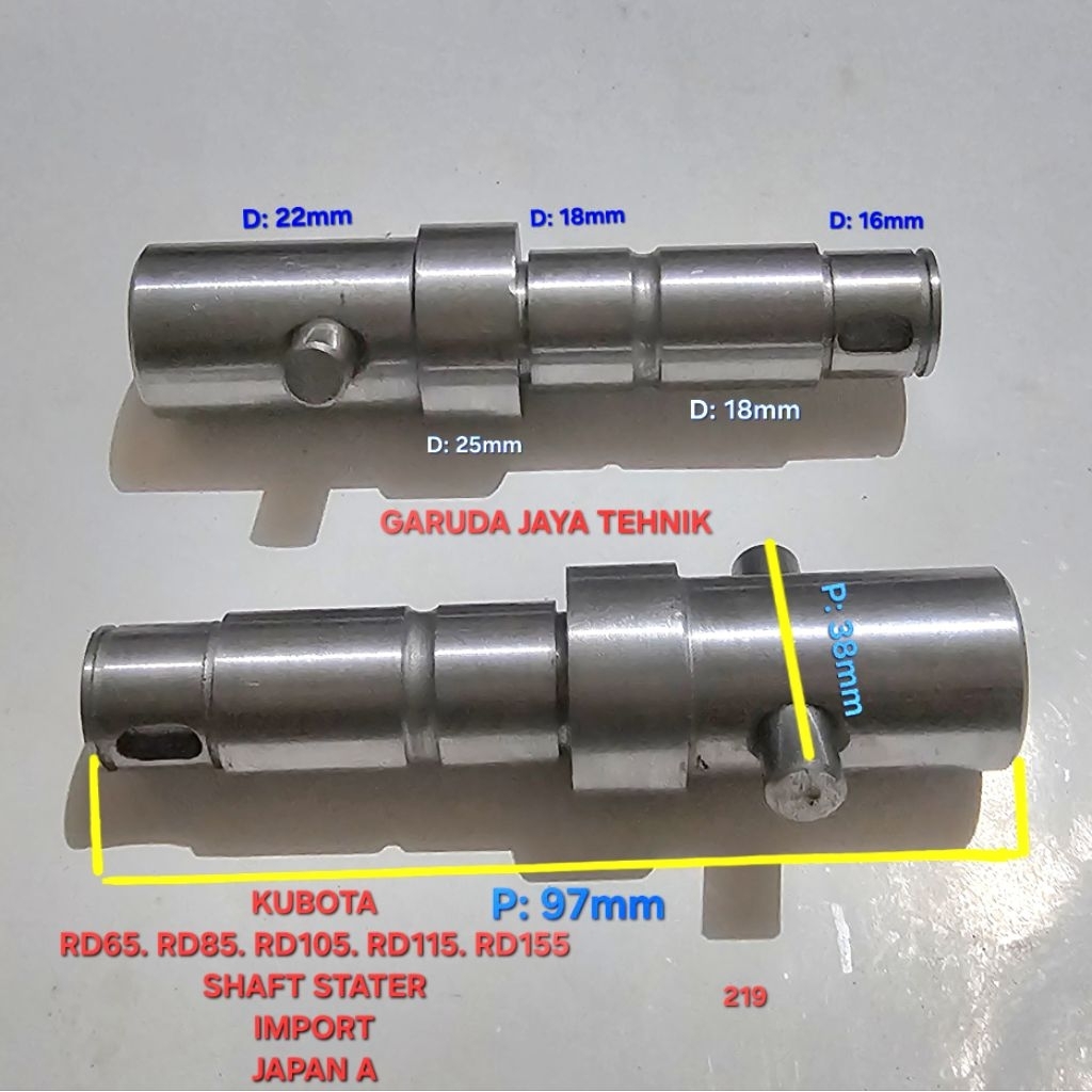 Mesin kubota RD85 RD105 RD115 RD155 KND5B. shaft stater kubota As engkol kubota as stater slenger ku