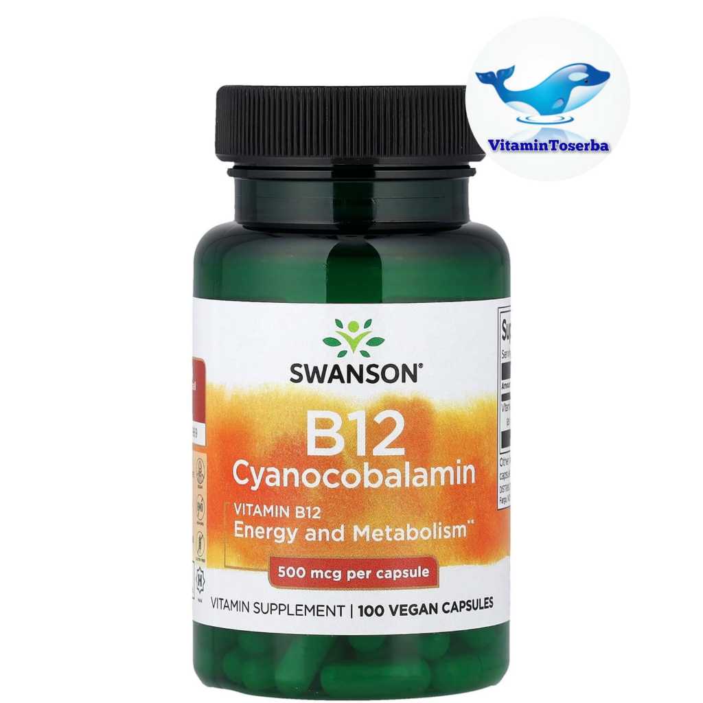 Swanson Vitamin B12 500 mcg Cyanocobalamin 100 Vegan Capsules