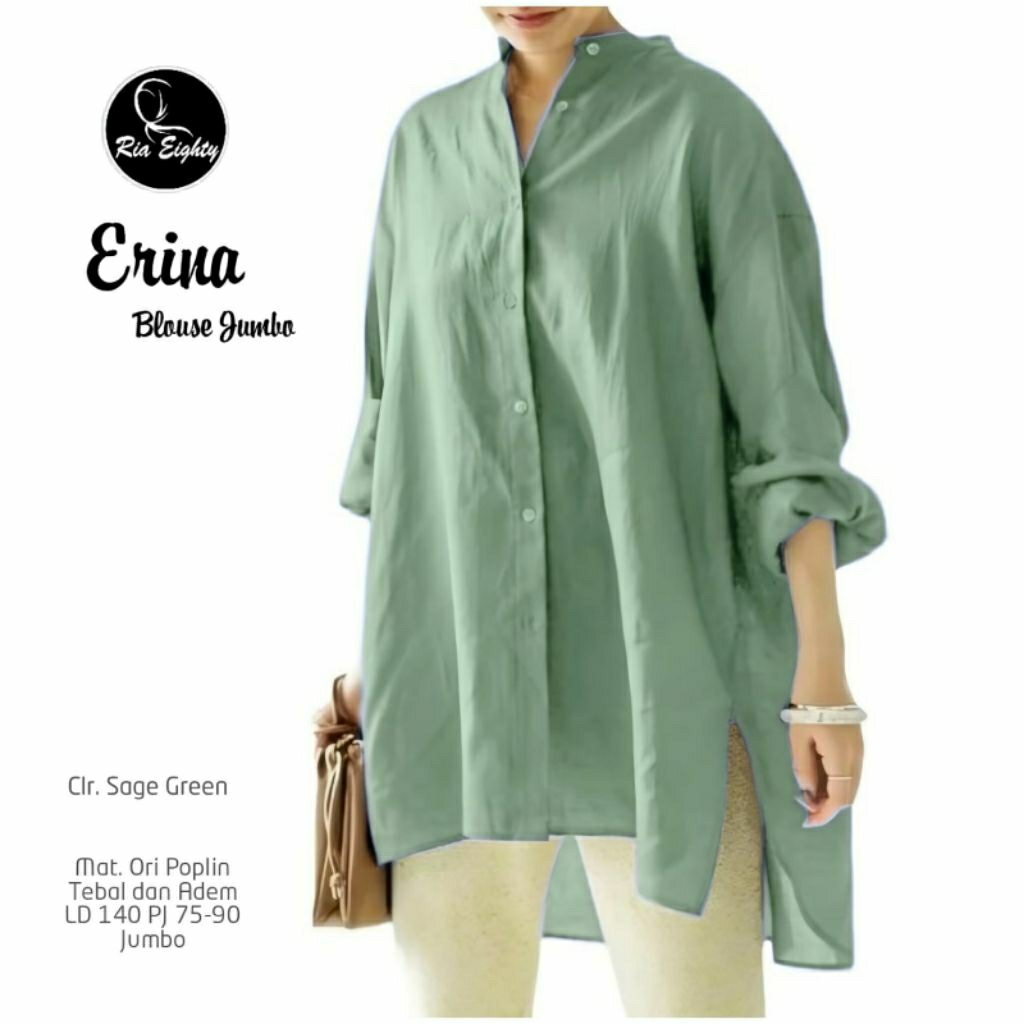 Erina sage green kemeja Oversize ld 140 / riaeighty
