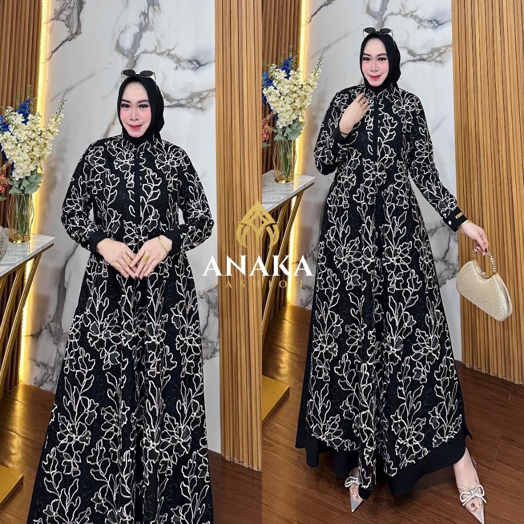 Gamis Tile Premium | Gamis Pesta Muslim Elegan | Long Dress Tile Mewah Lengan Panjang