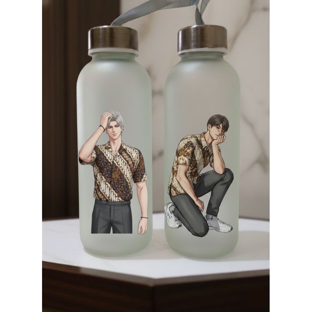 Custom Botol Minum Kaca Doff Print UV