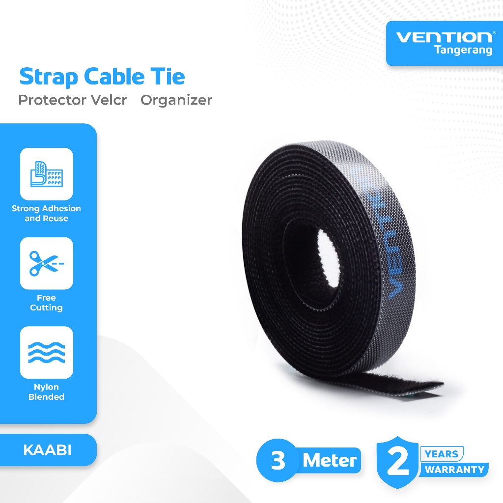 Vention Kabel Strap TIE Reusable Cable Ties Winder Protector Organizer Strap 3 M 3 Meter - KAABI